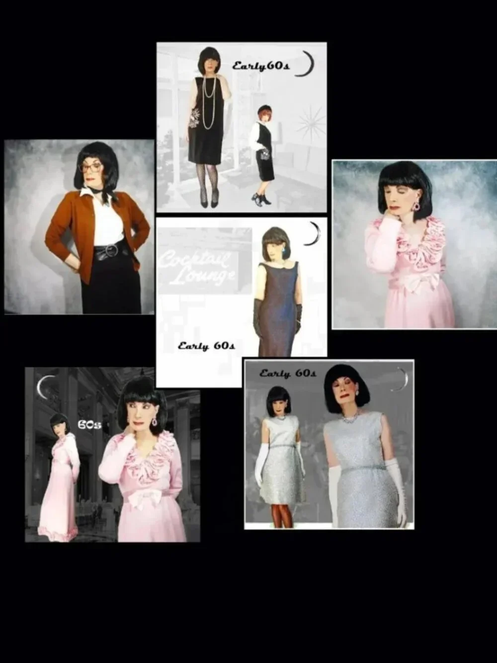 Black Hair Wig Longer Bob for 50s & 60s Styles, Indie Sleaze, Edgy Alternative